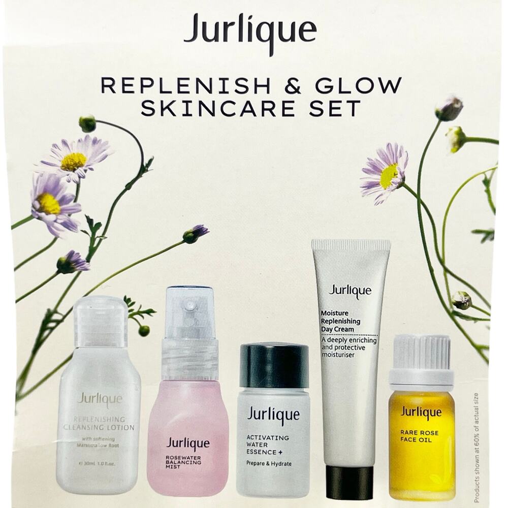 Jurlique Replenish & Glow Skincare Set Mist Lotion Oil Moisture Day Cream